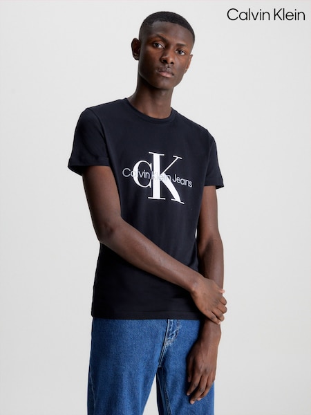 Calvin Klein Black Slim Monogram 100% Cotton T-Shirt (U12033) | AED131