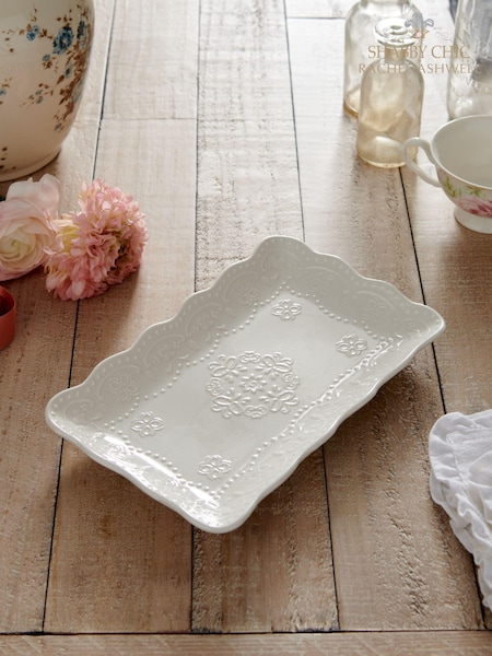 Shabby Chic by Rachel Ashwell® White Lace Embossed Fine China Platter (U12088) | €32