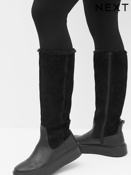 Schwarz - Forever Comfort® Faux Fur Lined Knee High Boots (U12124) | 27 €
