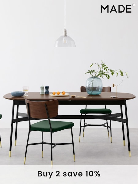 MADE.COM Set of 2 Green Amalyn Dining Chairs in Velvet (U12148) | €441