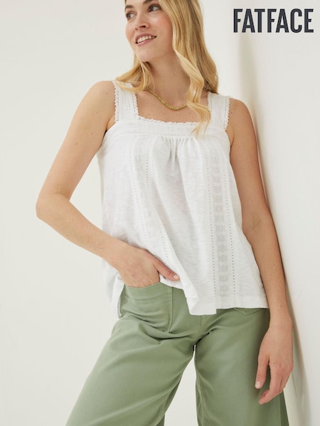 FatFace White Embroidered Viv Cami (U12270) | €27