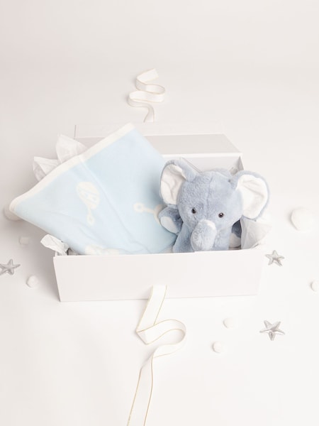 Babbico Blue Elephant Plush 100% Cotton Toy with Blanket 2 Piece Baby Gift Set (U12344) | €47