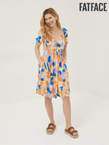 FatFace Orange Aideen Stencil Floral Dress (U12365) | €22