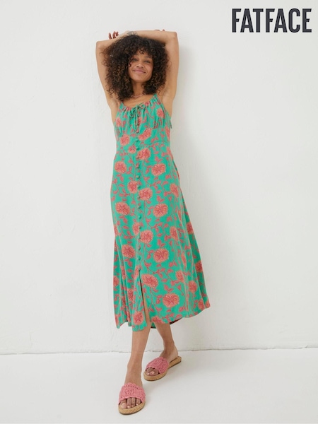 FatFace Green Ariel Bali Blooms Midi Dress (U12368) | €41.50