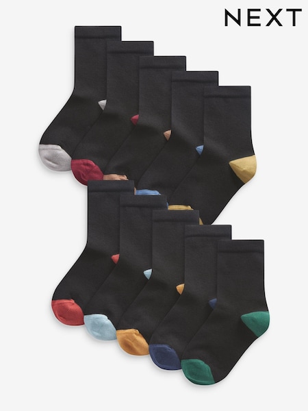 Črna s kontrastno peto in paščkom - Cotton Rich Socks 10 Pack (U12375) | € 16 - € 18