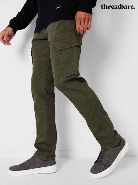 Хаки - Threadbare Cotton Cargo Pocket Trousers With Stretch (U12529) | €46