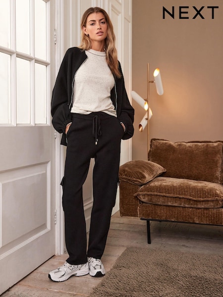 Black Knitted Cargo Trousers (U12537) | €27