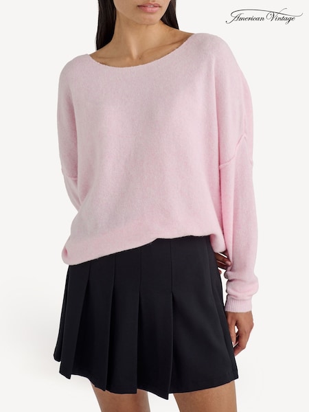 ורוד בהיר - American Vintage Relaxed Slouchy Knitted Jumper (U12583) | ‏553‏₪