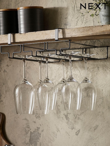 Black Bronx Under Shelf Wine Glass Holder (U12610) | €12