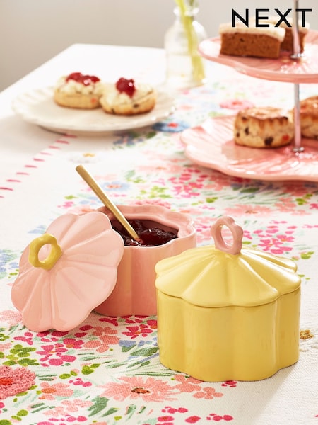 Set of 2 Pink/Yellow Flower Nibble Bowls (U12685) | €12