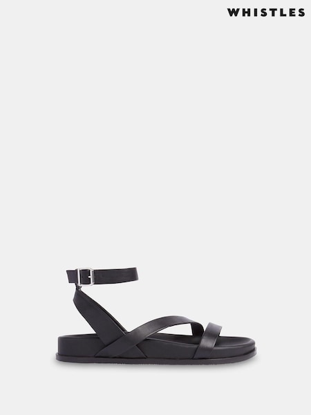 Whistles Black Asymmetric Strappy Gaia Sandals (U12784) | R$ 1,470