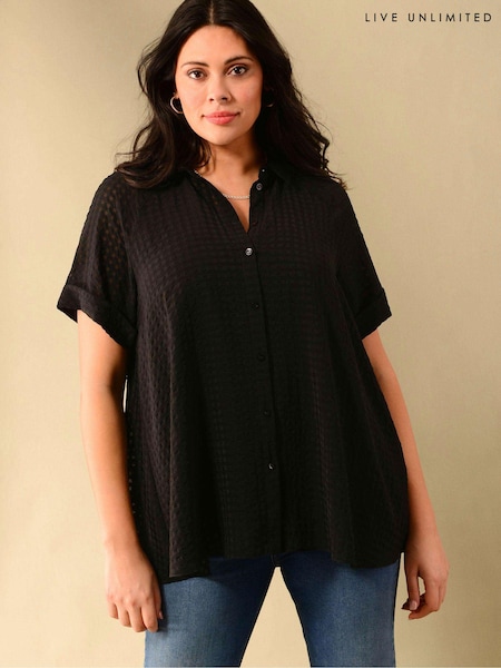 Live Unlimited Curve Gingham Short Sleeve Black Shirt (U12919) | €34