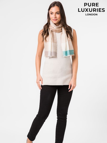 Pure Luxuries London Brown Cashmere & Merino Wool Scarf (U15356) | ₪347