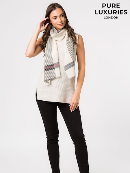 Pure Luxuries London White Pixel Cashmere & Merino Wool Pashmina Scarf (U15383) | €105