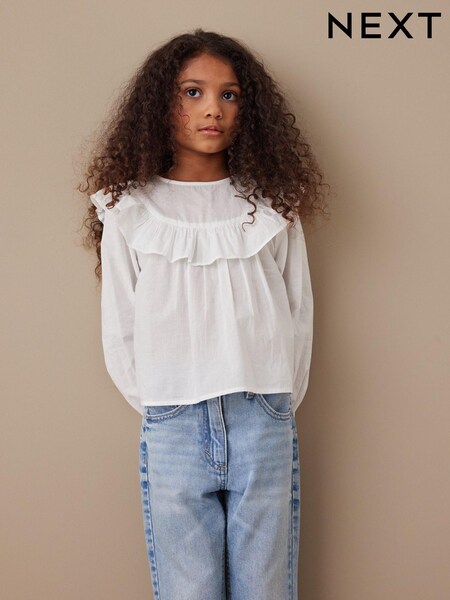 White Cotton Frill Blouse (3-16yrs) (U15505) | €8.50 - €12