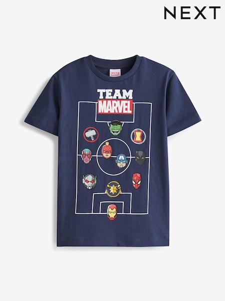 Navy Blue Football Marvel Avengers Short Sleeve T-Shirt (3-16yrs) (U15541) | €11 - €16