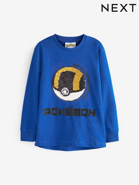 Blue Pokemon Long Sleeve Flippy Sequin License T-Shirt (3-16yrs) (U15542) | €15 - €20