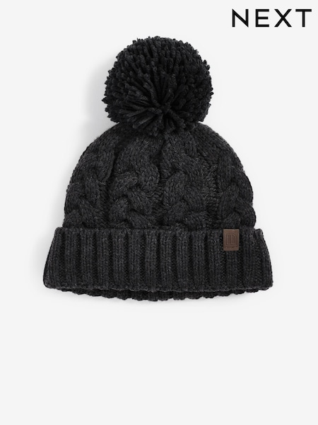 Dark Grey Knitted Pom Hat (1-16yrs) (U15833) | €2 - €6