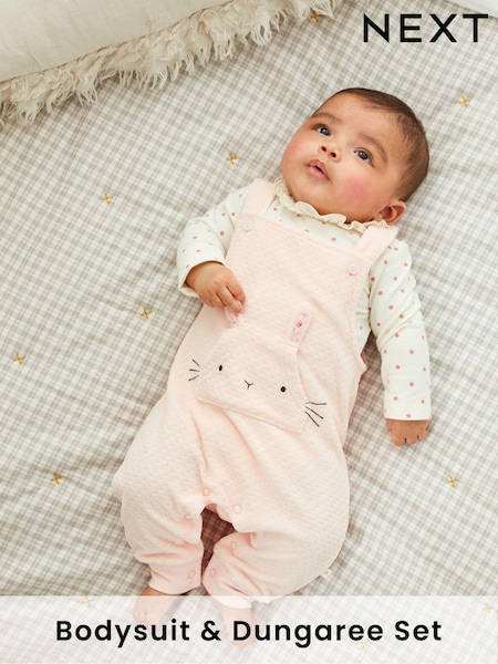 Baby/Pink/Häschenmotiv - 2 Piece Velour Dungarees And Bodysuit Set (0mths-2yrs) (U16344) | 18 € - 19 €