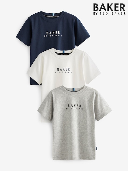Azul marino/gris/blanco - Baker by Ted Baker 100% Cotton T-Shirts 3 Pack (U17200) | 42 € - 48 €