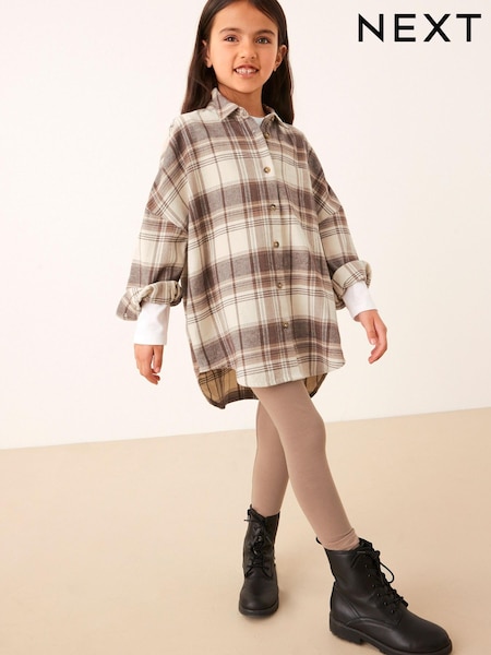 Neutral Check Shirt And Leggings Set (3-16yrs) (U17239) | € 13 - € 17