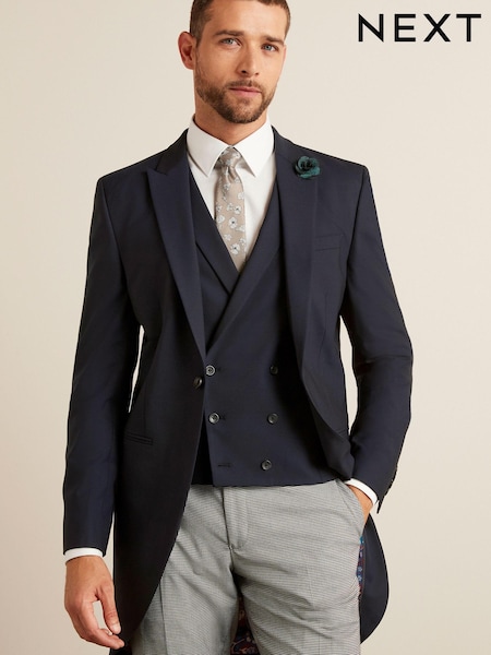 Blue Slim Slim Fit Morning Wool Suit Jacket (U17302) | €48