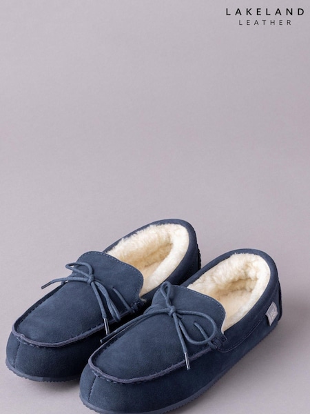 Laivasto Sininen - Lakeland Leather Mens Sheepskin Moccasin Slippers (U17392) | €110