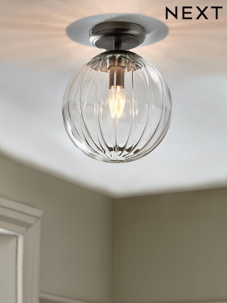 Pewter Grey Bourton Flush Fitting Ceiling Light (U17509) | €59