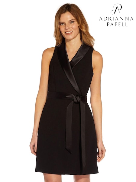 Adrianna Papell Black Crepe Tuxedo Dress (U18004) | R$ 1.375