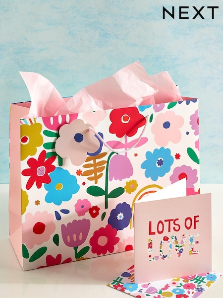 Bright Floral Gift Bag and Card Set (U18146) | ‏2 ر.ع.‏