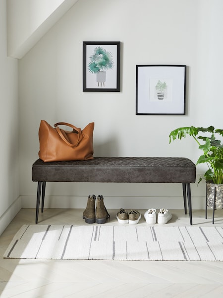 Monza Faux Leather Dark Grey Hamilton Quilted Dining Bench (U19679) | €200