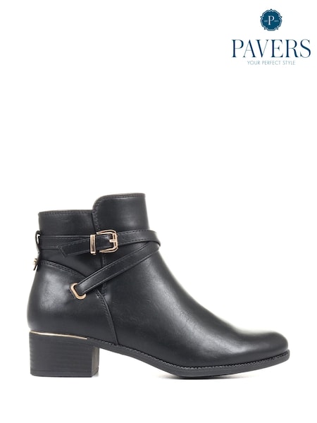 Pavers Black Buckle Ankle Boots (U20032) | € 41