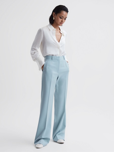 Reiss Blue Clara Wide Leg Wool Blend Trousers (U20597) | €71