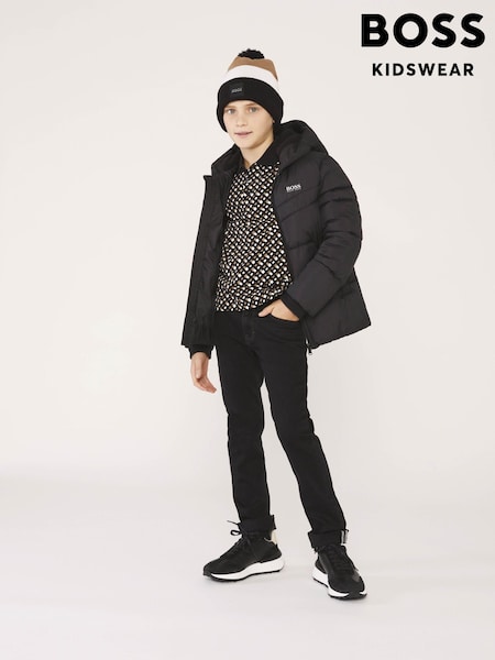 črna - BOSS Logo Hooded Puffer Jacket (U20875) | € 81 - € 91