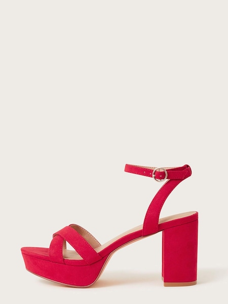Monsoon Red Suedette Platform Heel Sandals (U22206) | €41.50