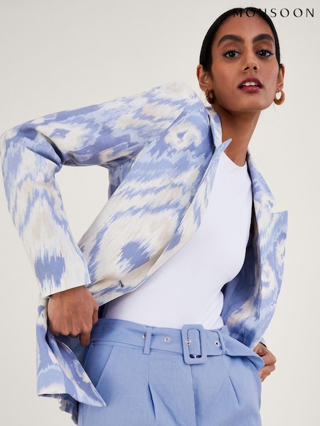 Monsoon Blue Peggy Linen Blazer (U22509) | €70