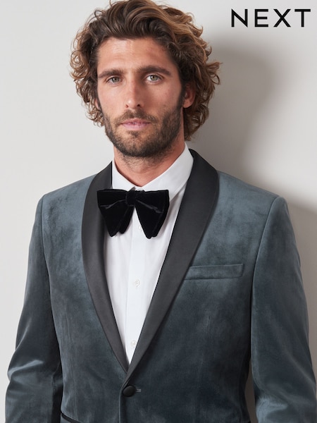 Grey Slim Fit Velvet Blazer (U22665) | INR 9,641
