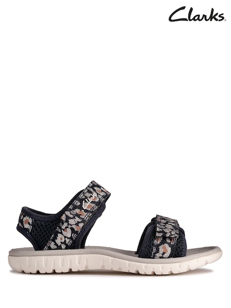 Clarks Navy Blue Combi Surfing Tide F Fit Sandals (U22678) | €35
