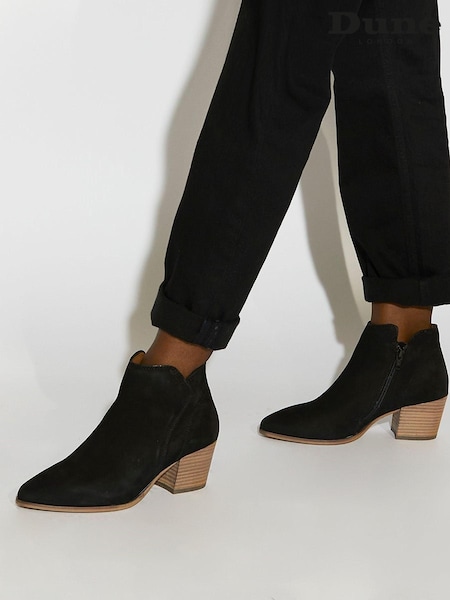 Negru - Ghete Dune London Parlor Western scurte pe gleznă (U23129) | 543 LEI