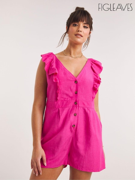 Figleaves Pink Button Front Beach Playsuit (U23302) | €11