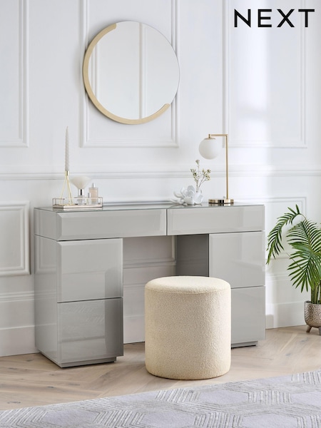 Dark Natural Sloane Glass Collection Luxe 6 Drawer Console Dressing Table (U23325) | €875