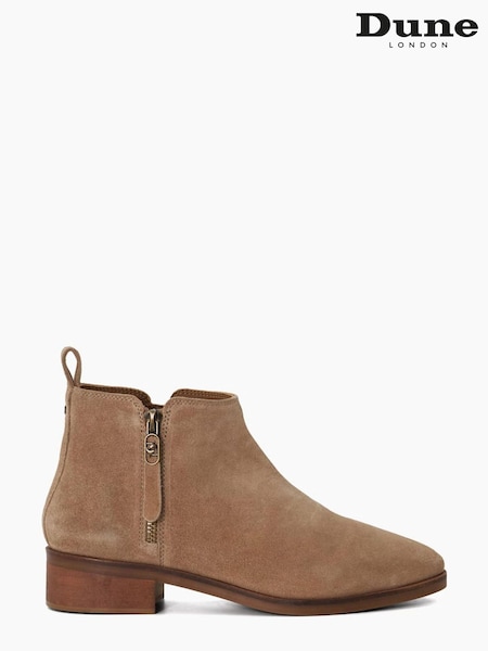 Dune London Brown Progress Cropped Height Ankle Boots (U23721) | €33
