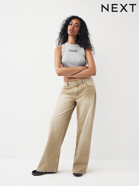 Beige Baggy Wide Leg Hourglass Jeans (U24404) | €25