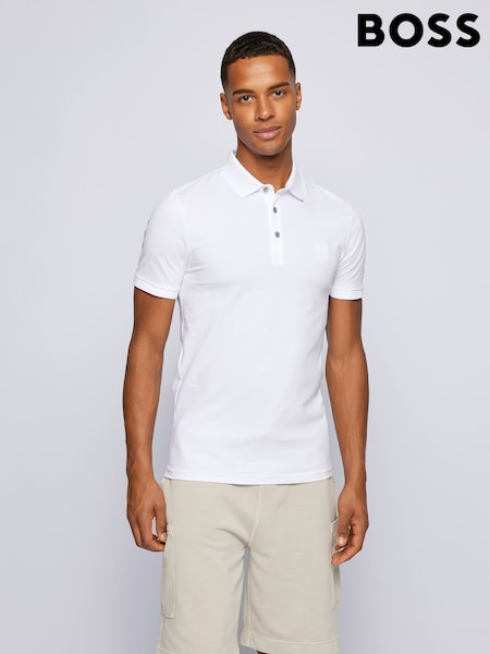 BOSS White Slim Fit Box Logo Polo Shirt (U24541) | €52