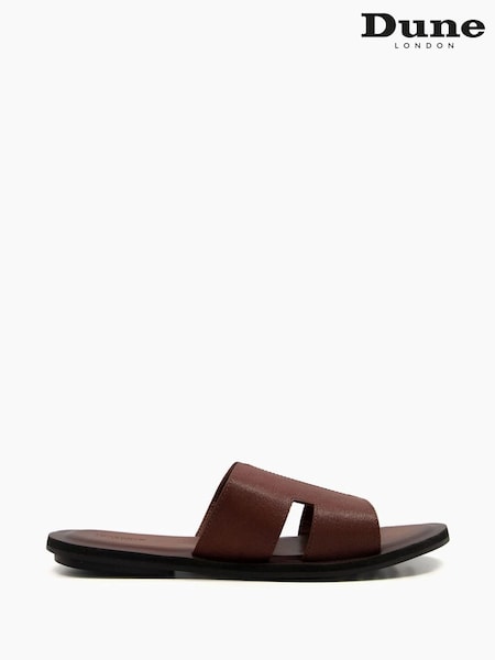 Dune London Brown Incense Saffiano Emboss Sandals (U24652) | €55