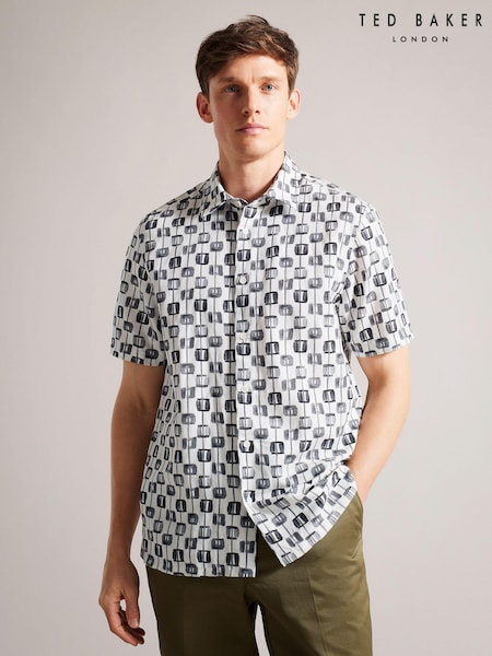 Ted Baker Cream Erice Abstract Geo Print Shirt (U25726) | €54