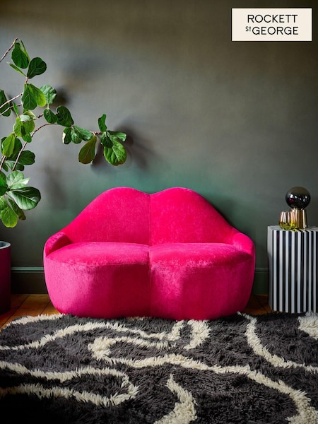 Rockett St George Luxe Needlecord Velvet Harrys Pink Luscious Lips Small 2 Seater Sofa (U25936) | €821