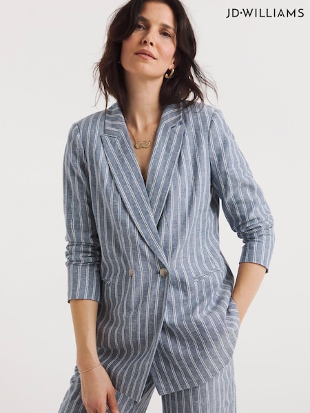 JD Williams Blue Stripe Seersucker Double Breasted Blazer (U26095) | €37