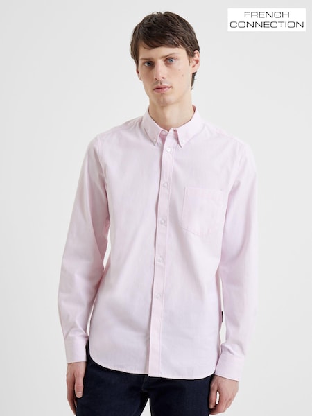 French Connection Pink Oxford 100% Cotton Long Sleeve Shirt (U26130) | ₪176