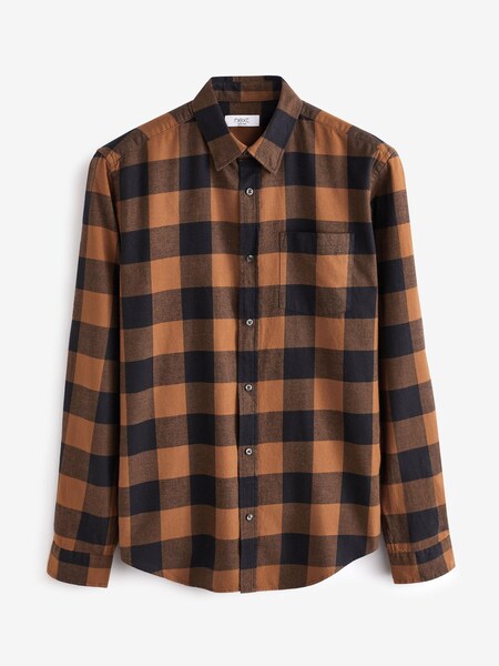 Black/Tan Check Long Sleeve Shirt (U27242) | €12
